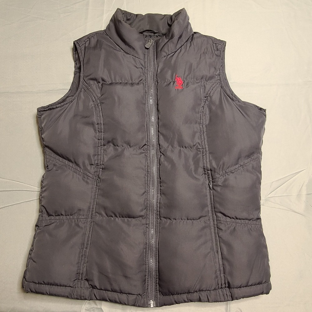 US Polo‎ Assn Puffer Vest Mens Large Full Zip Pockets Uspa Black Warm Core Layer